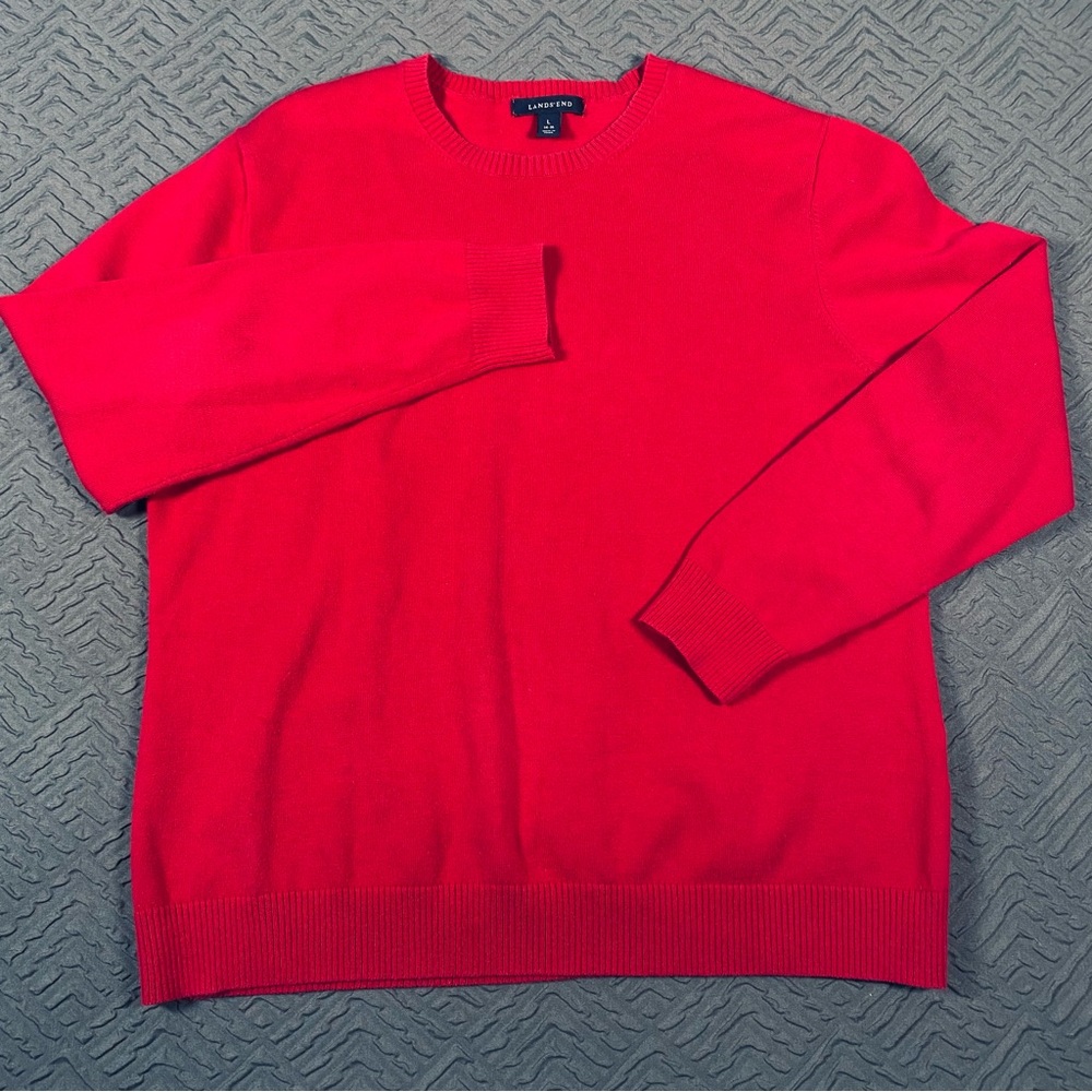 Land’s End Bright Pink Sweater Size Large 14-16 EUC
